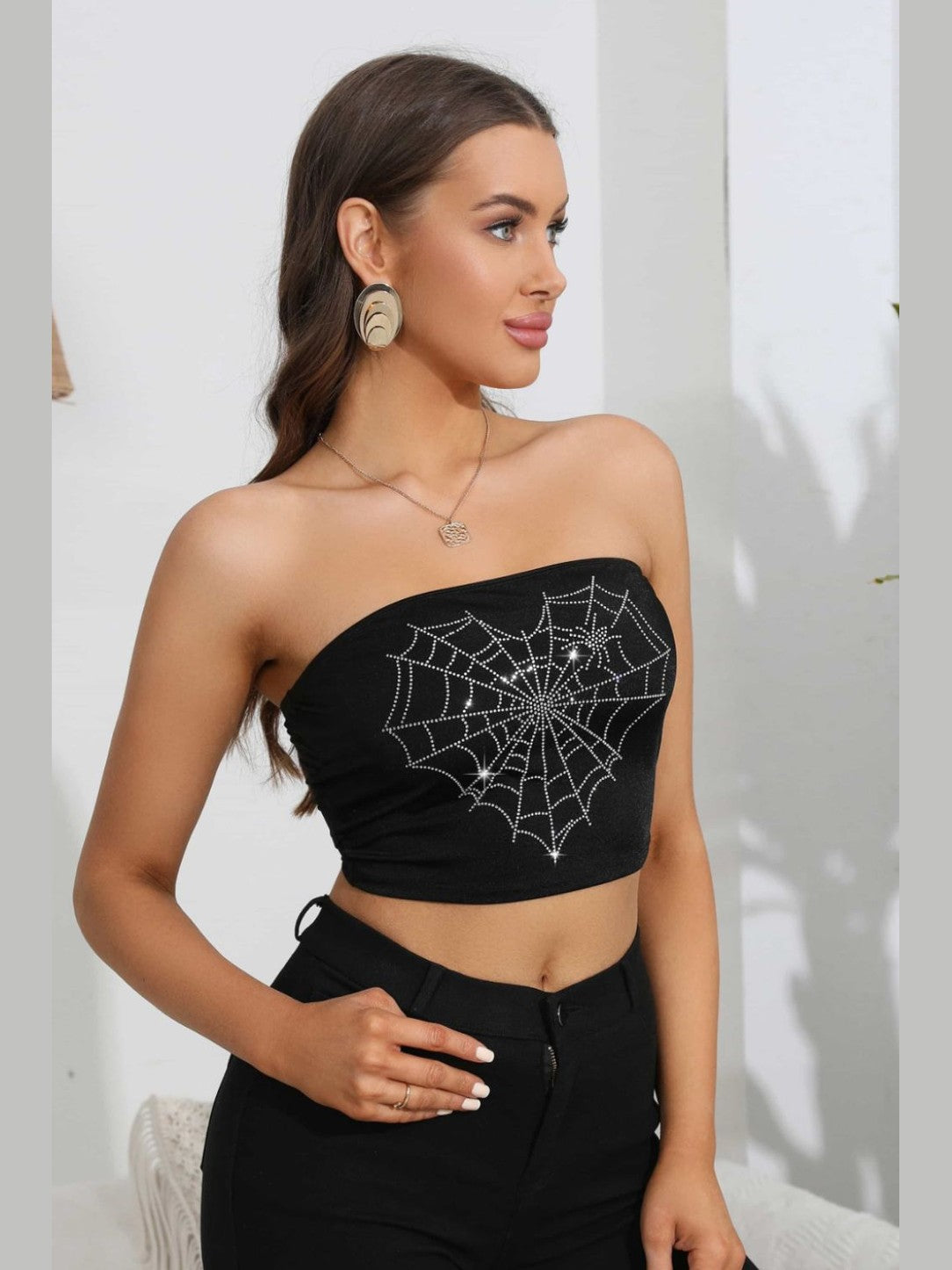 Heart Spider Web Graphic Tube Top