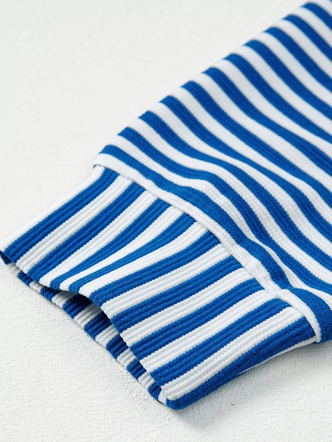Stripe Quarter Zip Collar Long Sleeve Top Trendsi