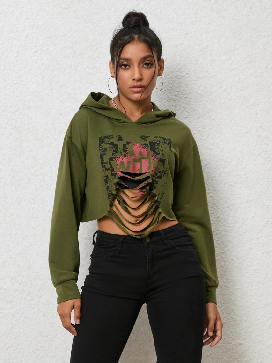 NicholesGifts Women Cutout Long Sleeve Hoodie NicholesGifts
