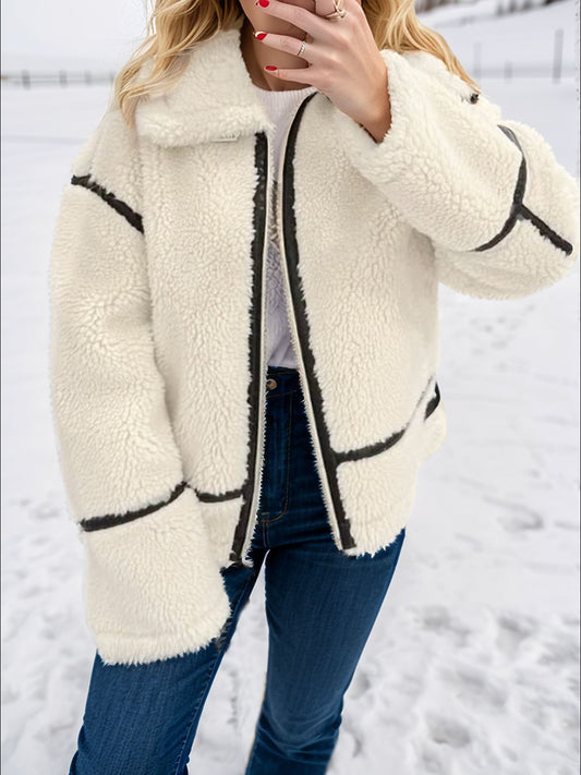 Women Zip Up Long Sleeve Sherpa Jacket NicholesGifts