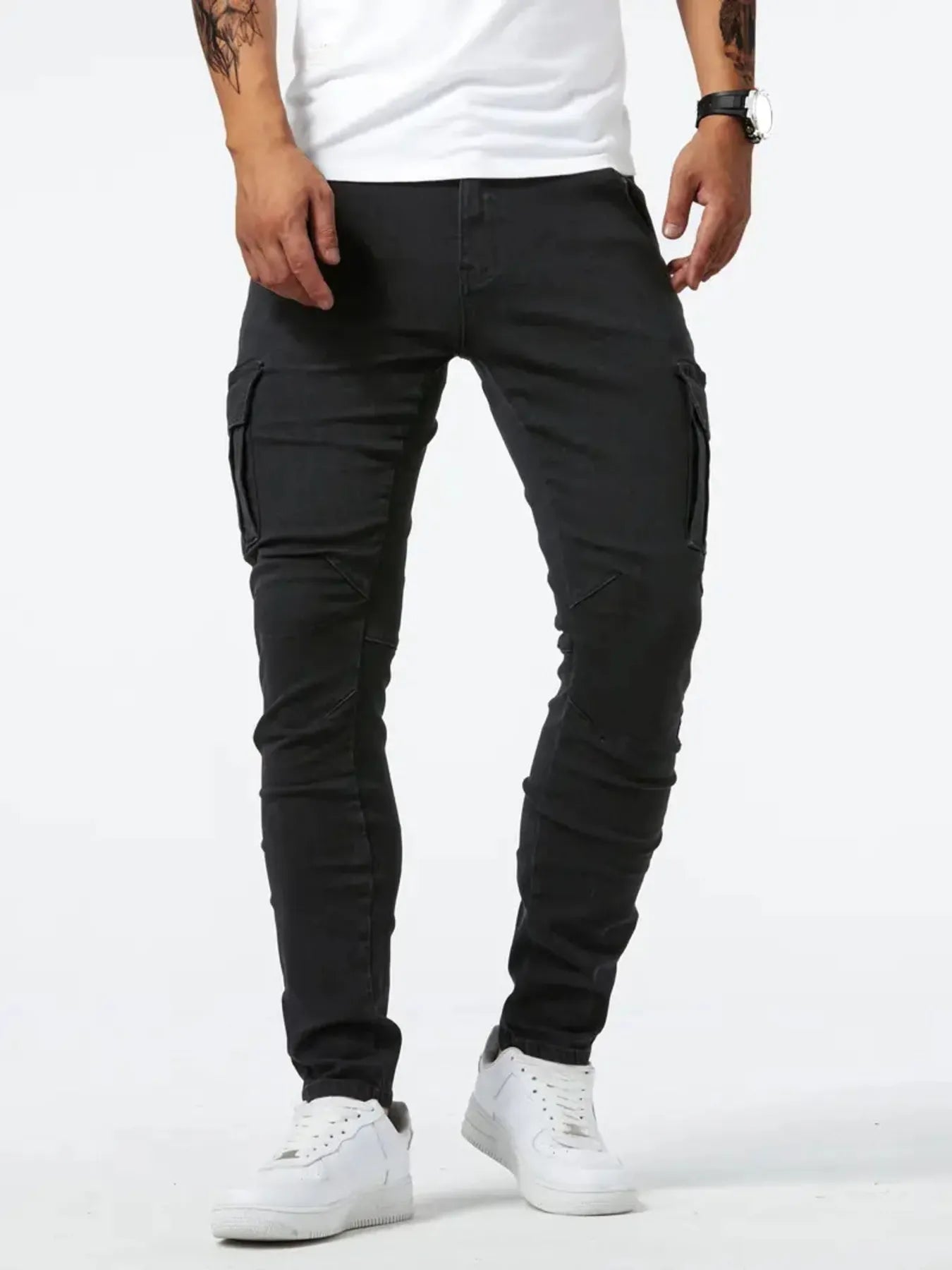 Men's Plus Size Skinny Cargo Jeans