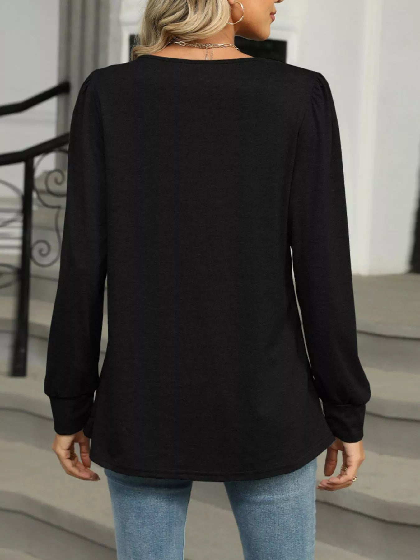 Long Sleeve Round Neck T-Shirt Trendsi