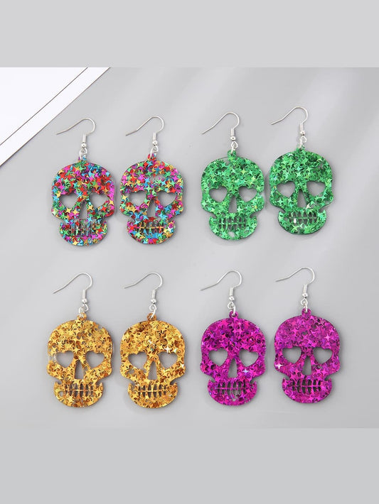 Women Acrylic Skull Drop Earrings