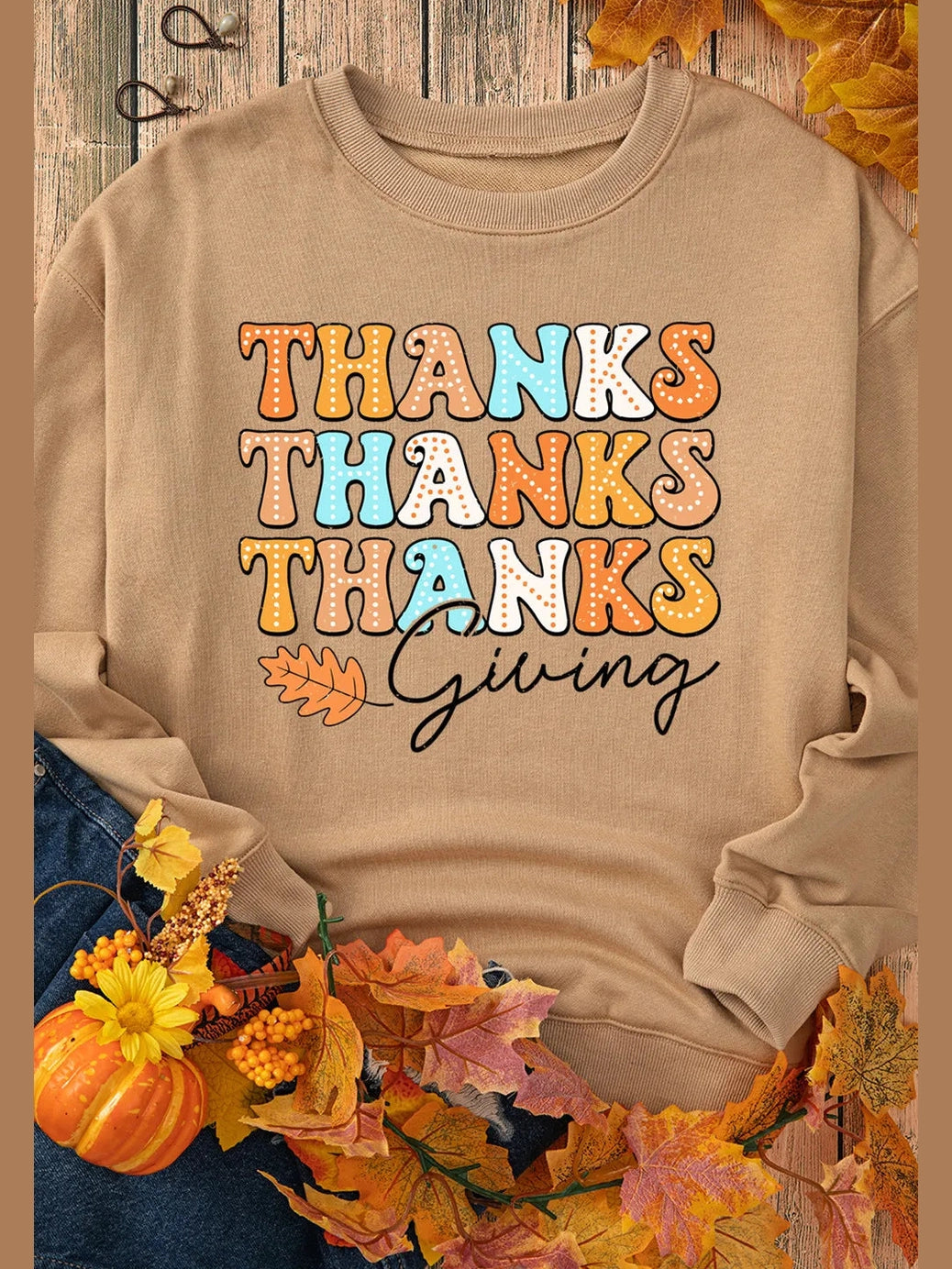 THANKSGIVING Round Neck Dropped Shoulder Sweatshirt NicholesGifts