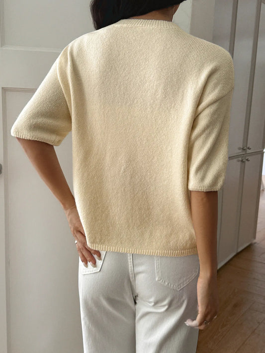 Ribbed Hem Round Neck Sweater nicholesgifts