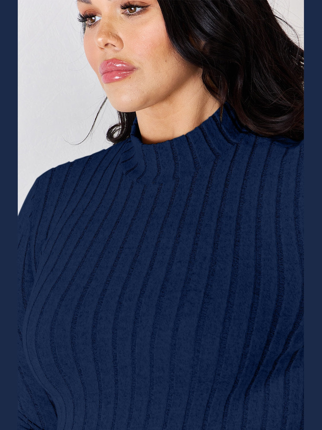 Women Basic Bae Full Size Ribbed Mock Neck Long Sleeve T-Shirt