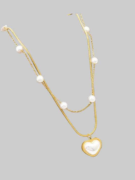 Women 18K Gold-Plated Double Layered Heart Necklace Gift For Valentine's Day nicholesgifts