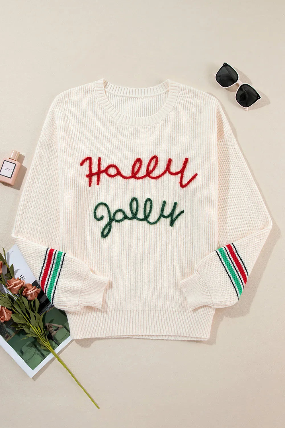 Letter Round Neck Long Sleeve Sweater NicholesGifts