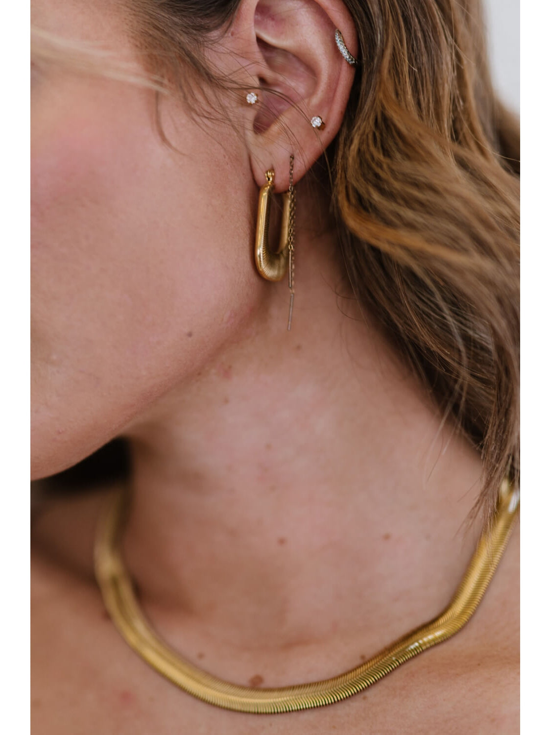 Good Luck Charm Screw-Thread U-Shaped Earrings