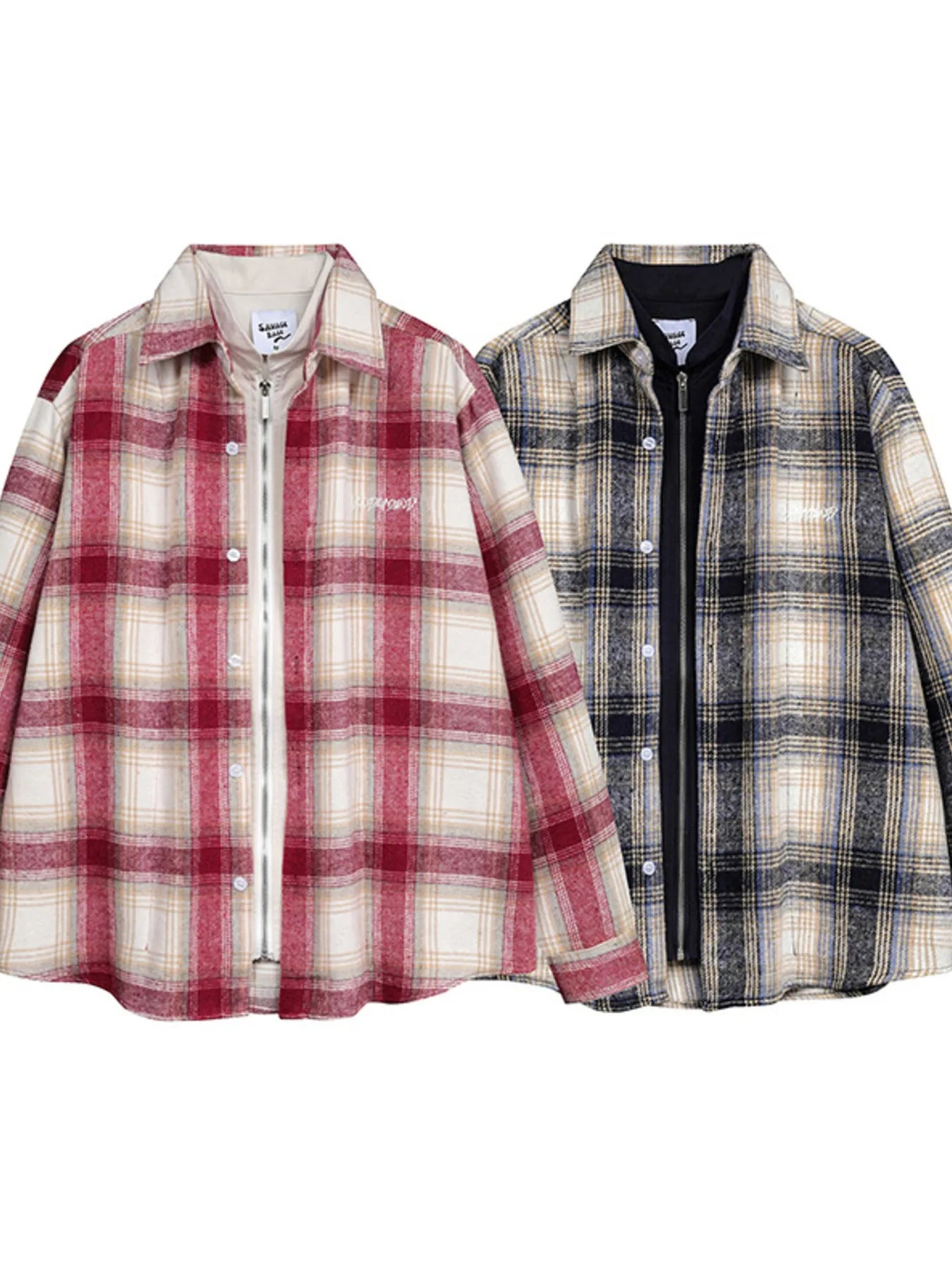 Men's Plaid Button Up Long Sleeve Jacket Trendsi