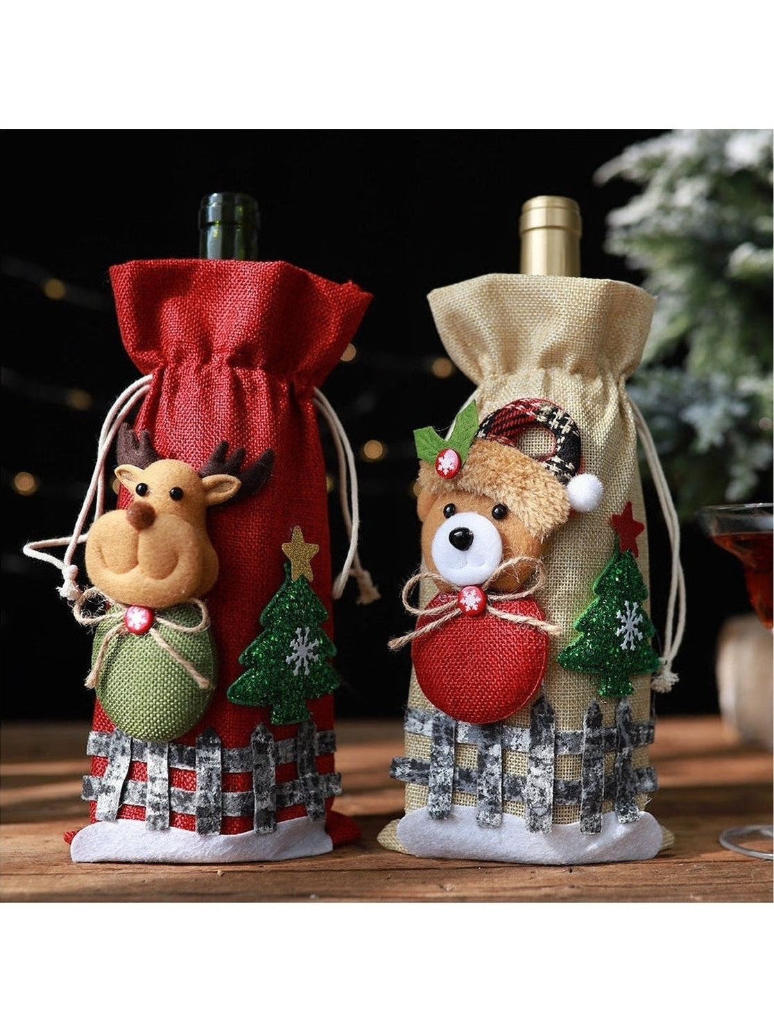 Assorted 2-Piece Christmas Doll Wine Bottle Covers