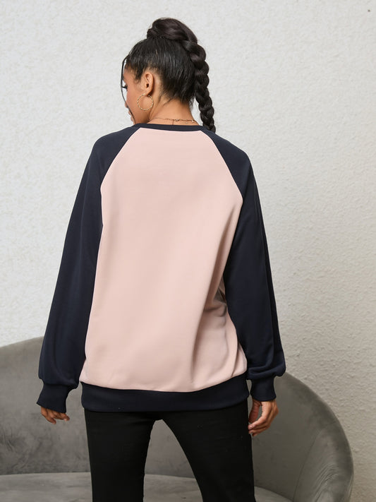 Women Bear Graphic Raglan Sleeve Sweatshirt nicholesgifts
