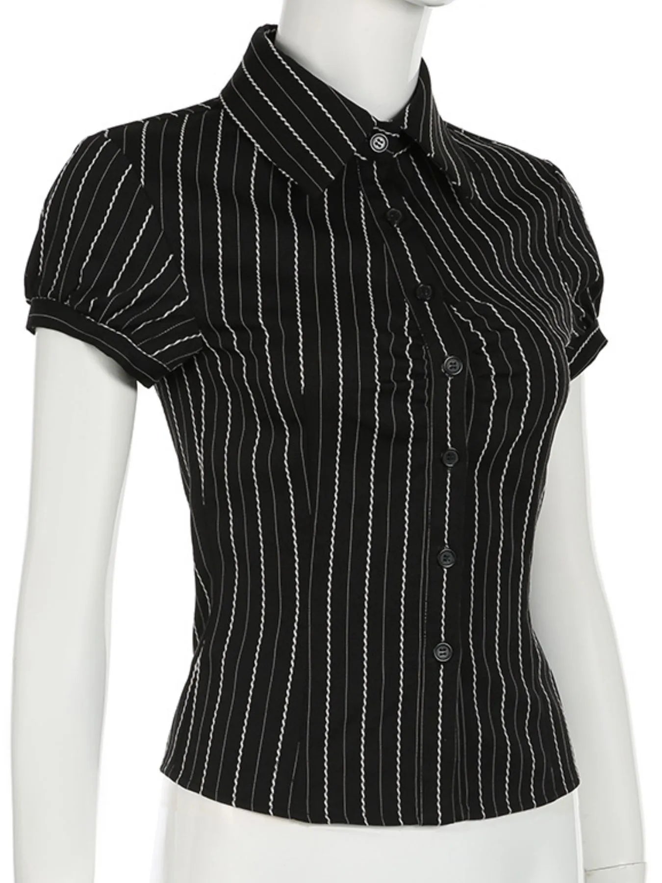 Striped Button-Down Collared Neck Shirt Trendsi
