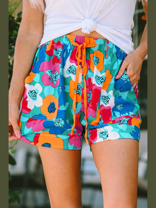 Drawstring Printed High Waist Shorts NicholesGifts