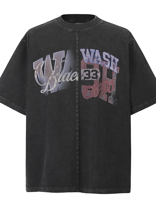 Men's Vintage Washed Letter Graphic T-Shirt NicholesGifts