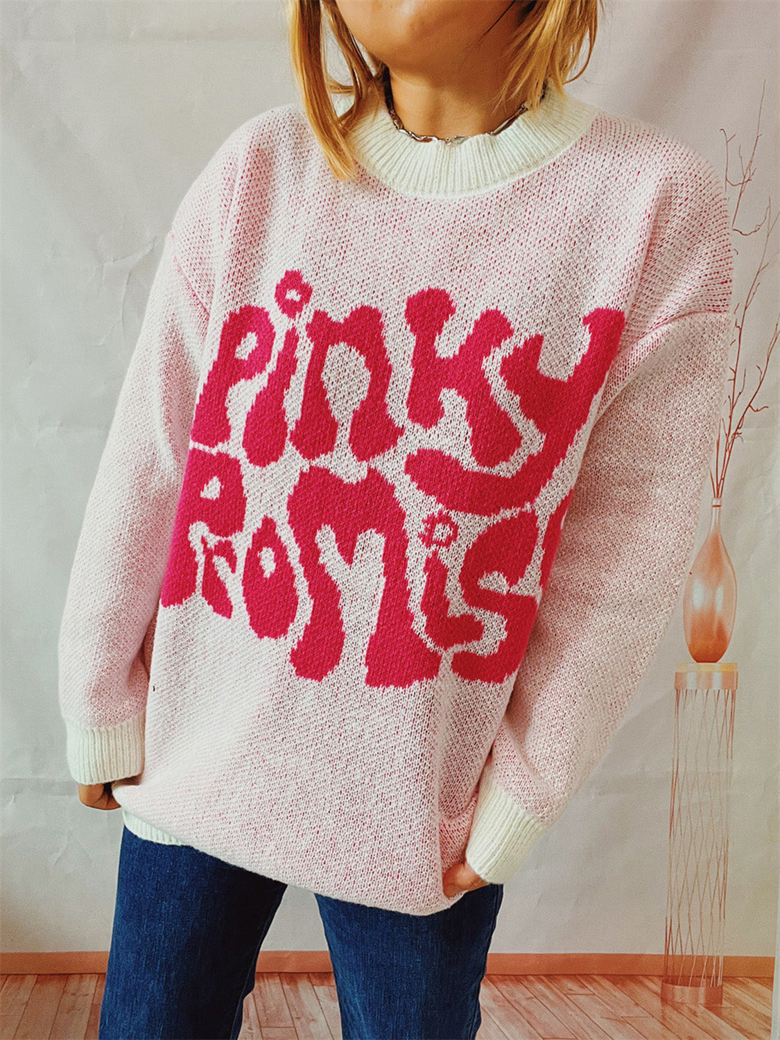 PINKY PROMISE Graphic Sweater Trendsi