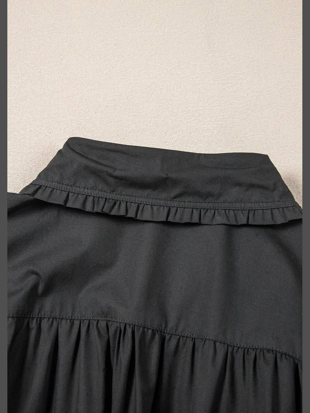 Button Down Puff Sleeve Ruffle Hem Dress NicholesGifts