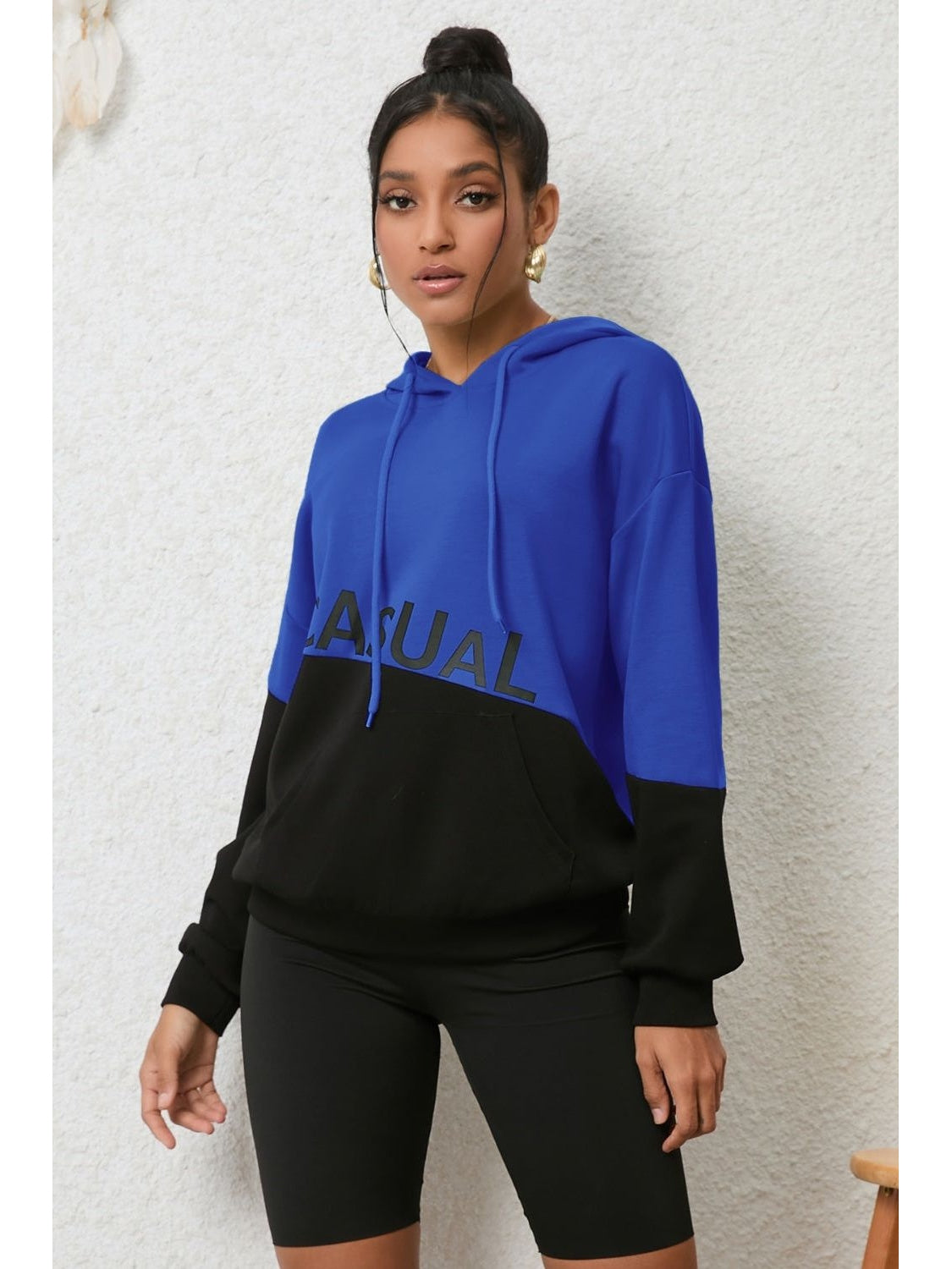 NicholesGifts Women CasualL Graphic Two-Tone Hoodie NicholesGifts