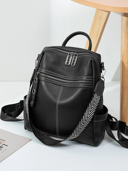 Leather Multi-Compartment Backpack Bag Trendsi