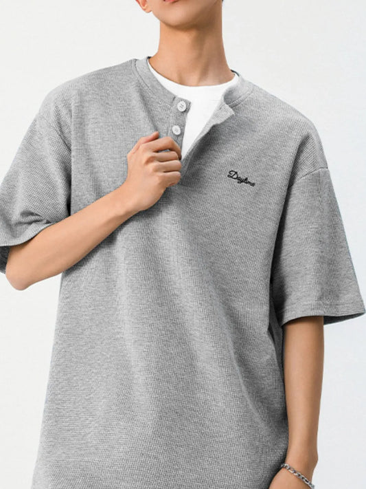 Men's Button Detail Half Sleeve Top NicholesGifts