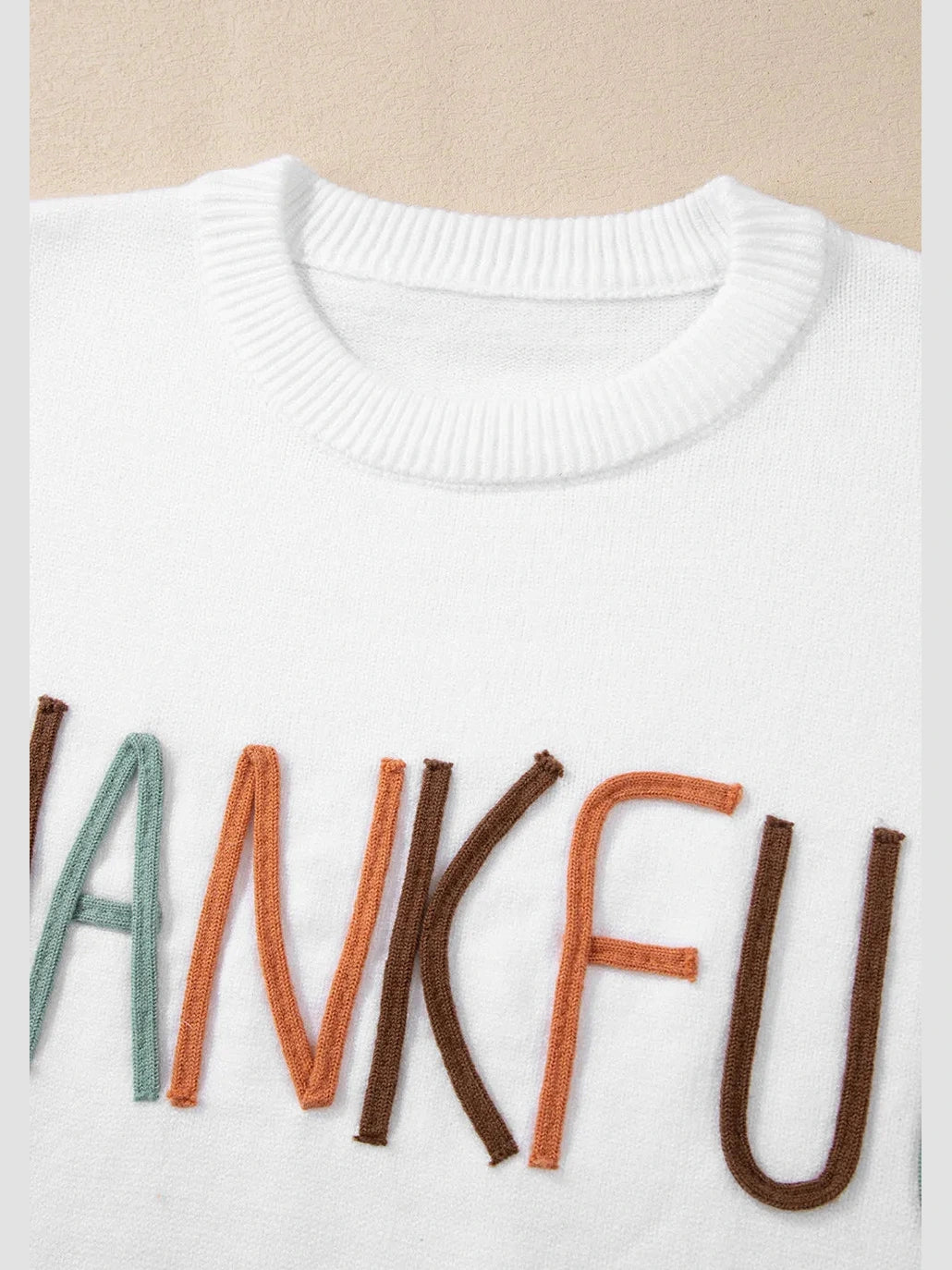 THANKFUL Round Neck Long Sleeve Knit Top NicholesGifts