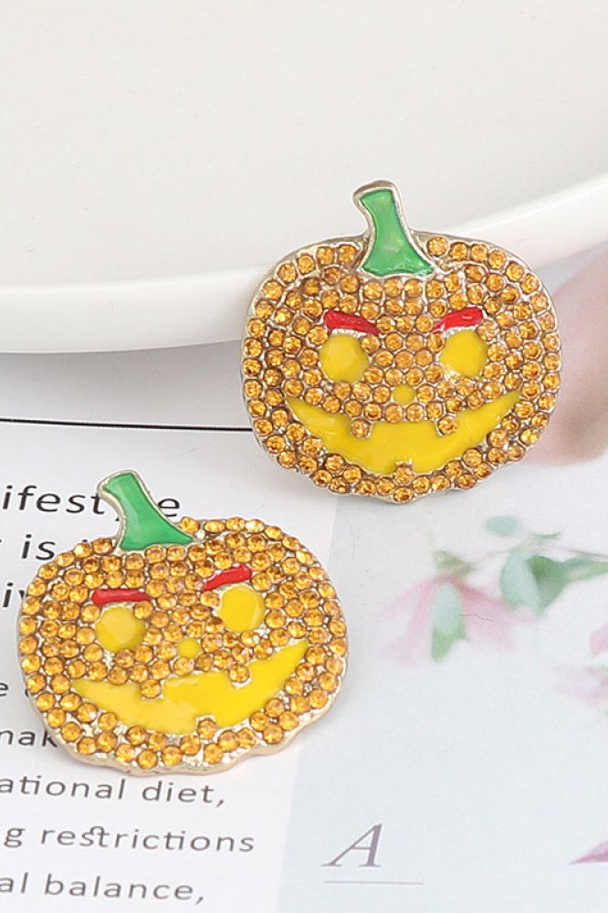 Women Demon Pumpkin Rhinestone Alloy Earrings NicholesGifts
