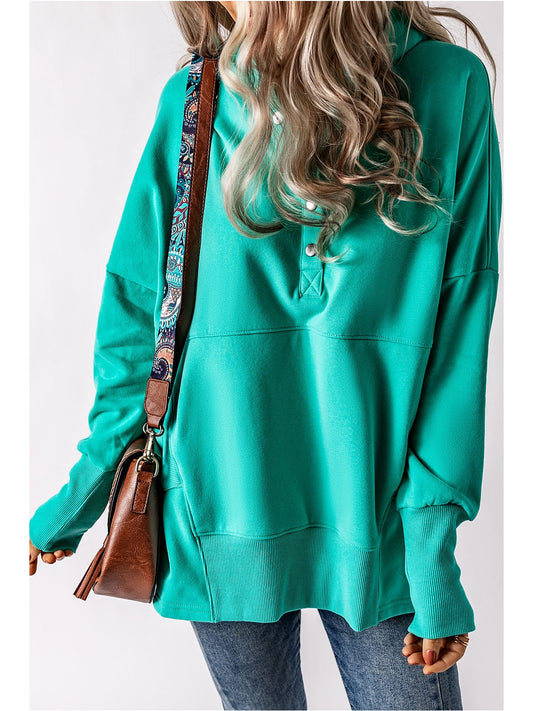 NicholesGifts Women Quarter-Snap Dropped Shoulder Hoodie NicholesGifts