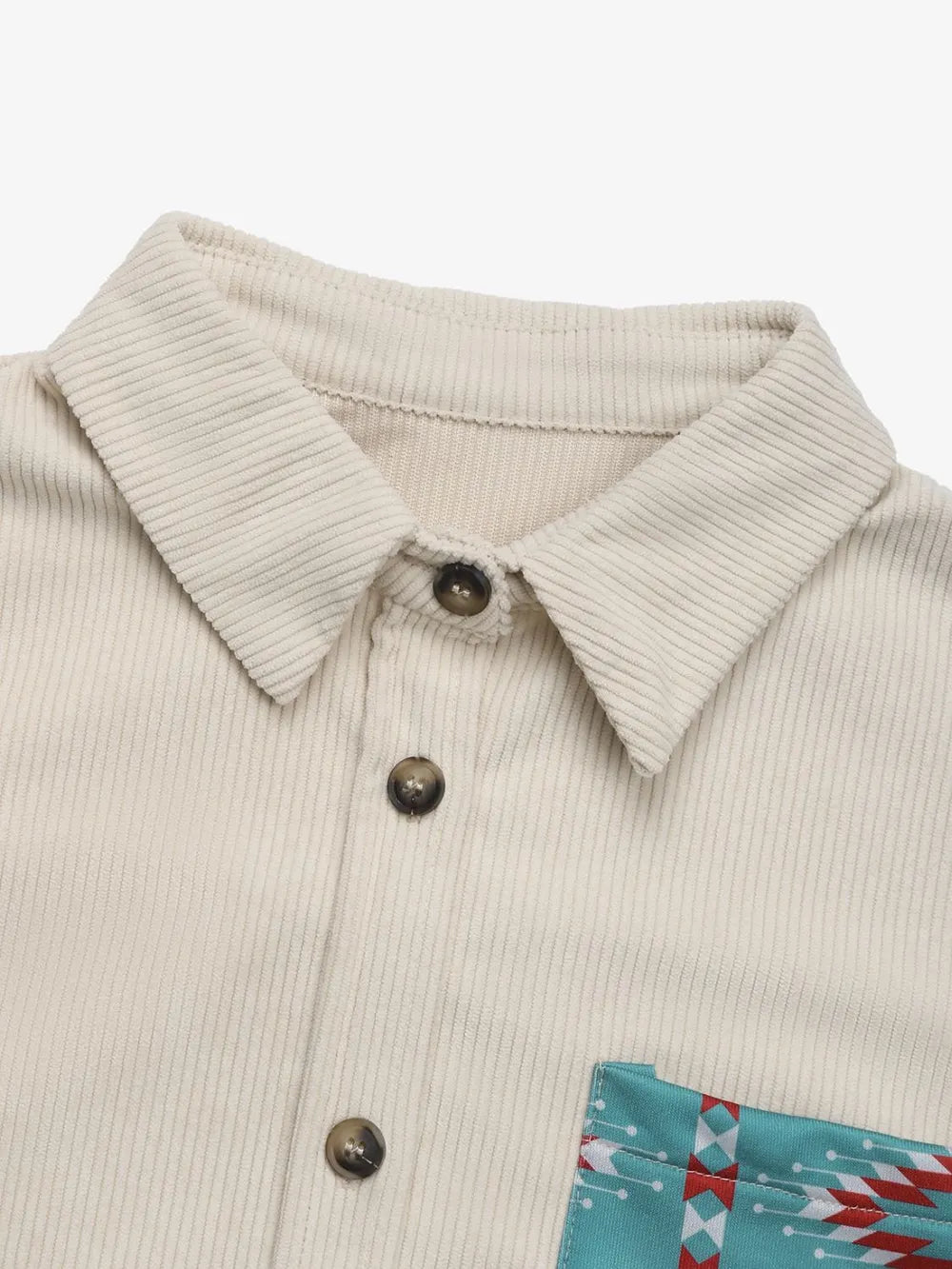 Women Perfee Pocketed Geometric Collared Neck Shacket nicholesgifts