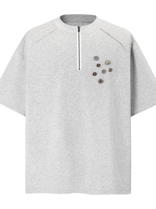 Men's Quarter-Zip Short Sleeve T-Shirt Trendsi