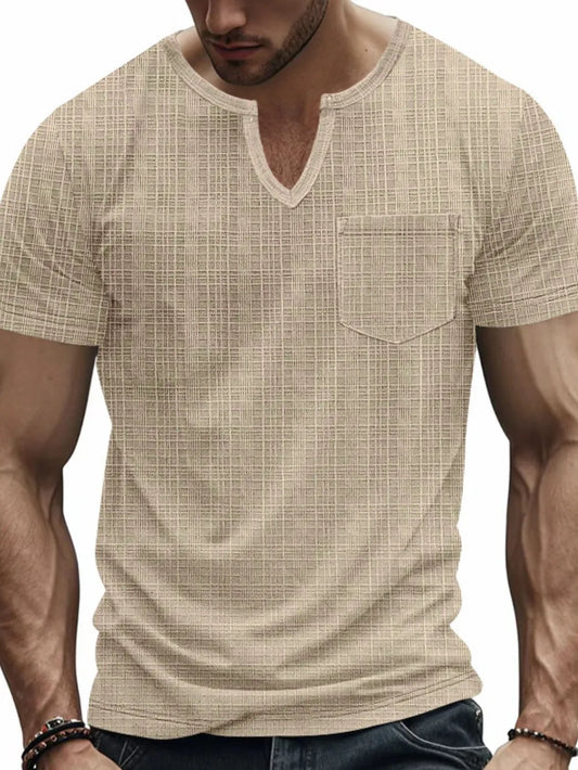 Men's Full Size Notched Short Sleeve T-Shirt Plus Size NicholesGifts