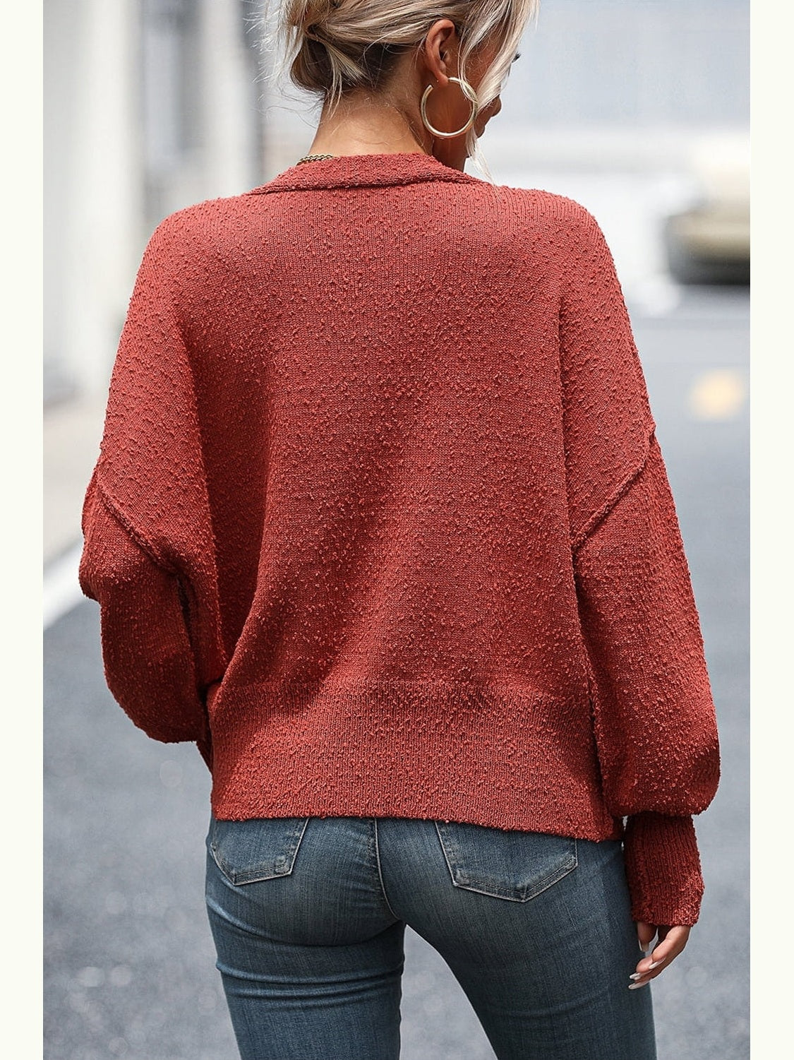 Women Button-Up Dropped Shoulder Cardigan