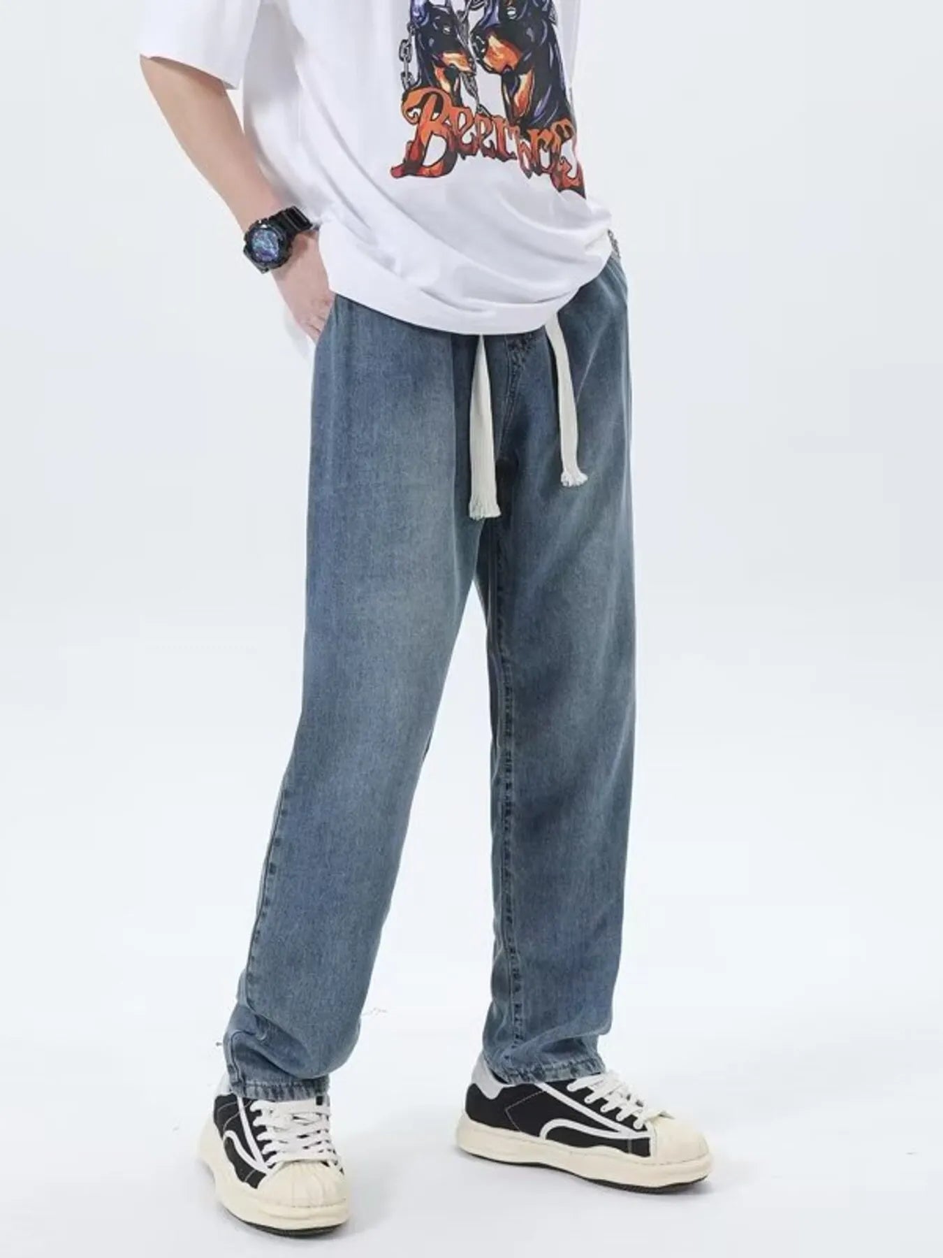 Men's Washed Straight Jeans