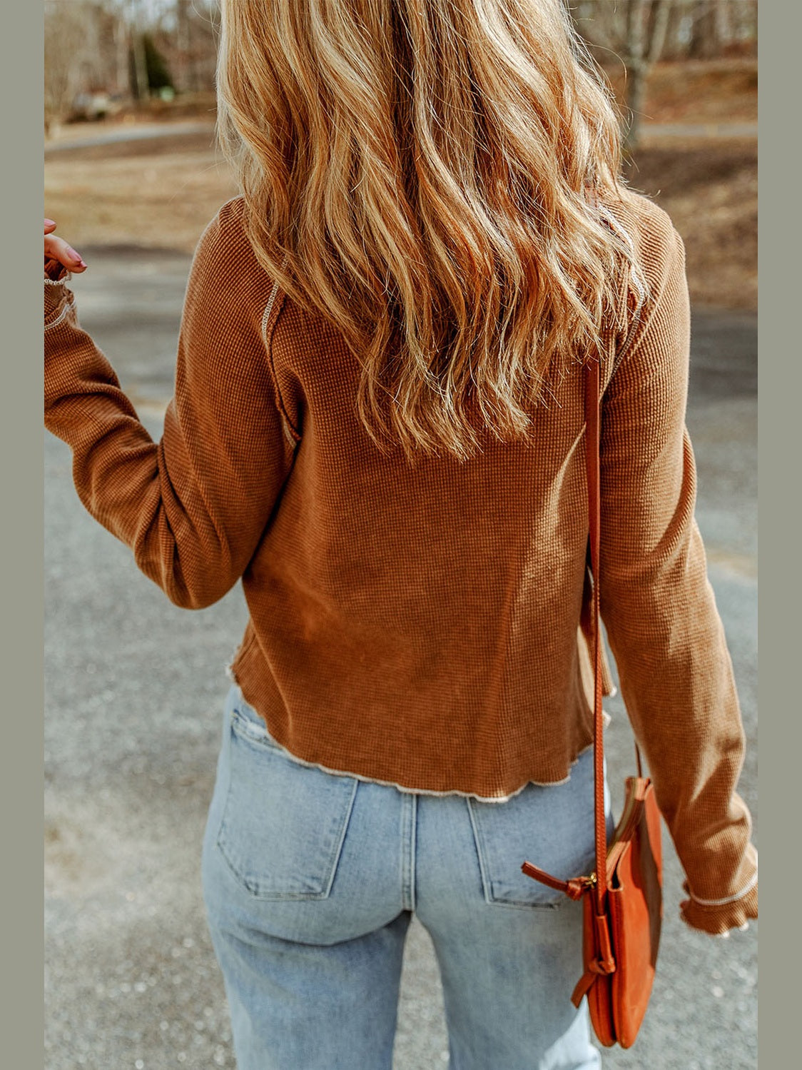 Long Raglan Sleeve Round Neck Top nicholesgifts