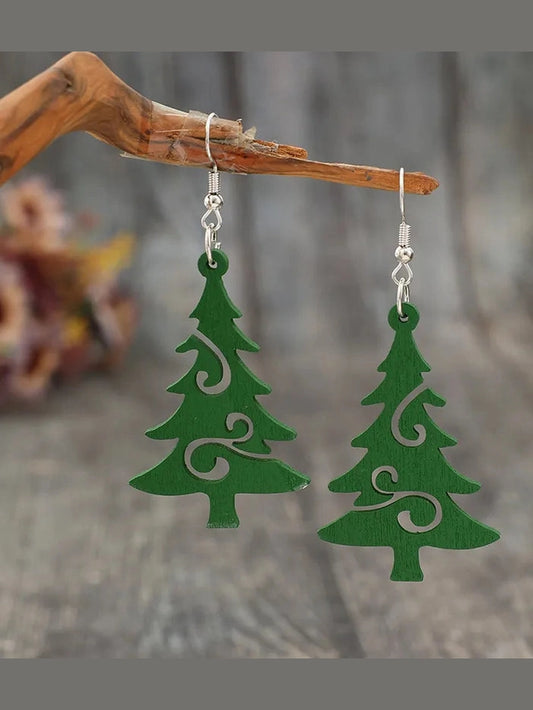 Christmas Tree Wooden Earrings NicholesGifts