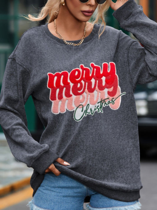 Full Size MERRY CHRISTMAS Round Neck Long Sleeve Sweatshirt NicholesGifts