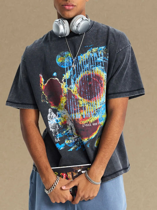 Men's Graphic Round Neck Half Sleeve T-Shirt Trendsi