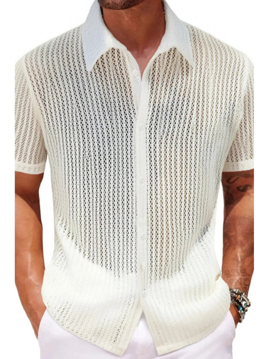 Men's Plus Size Button Down Short Sleeve Shirt Trendsi