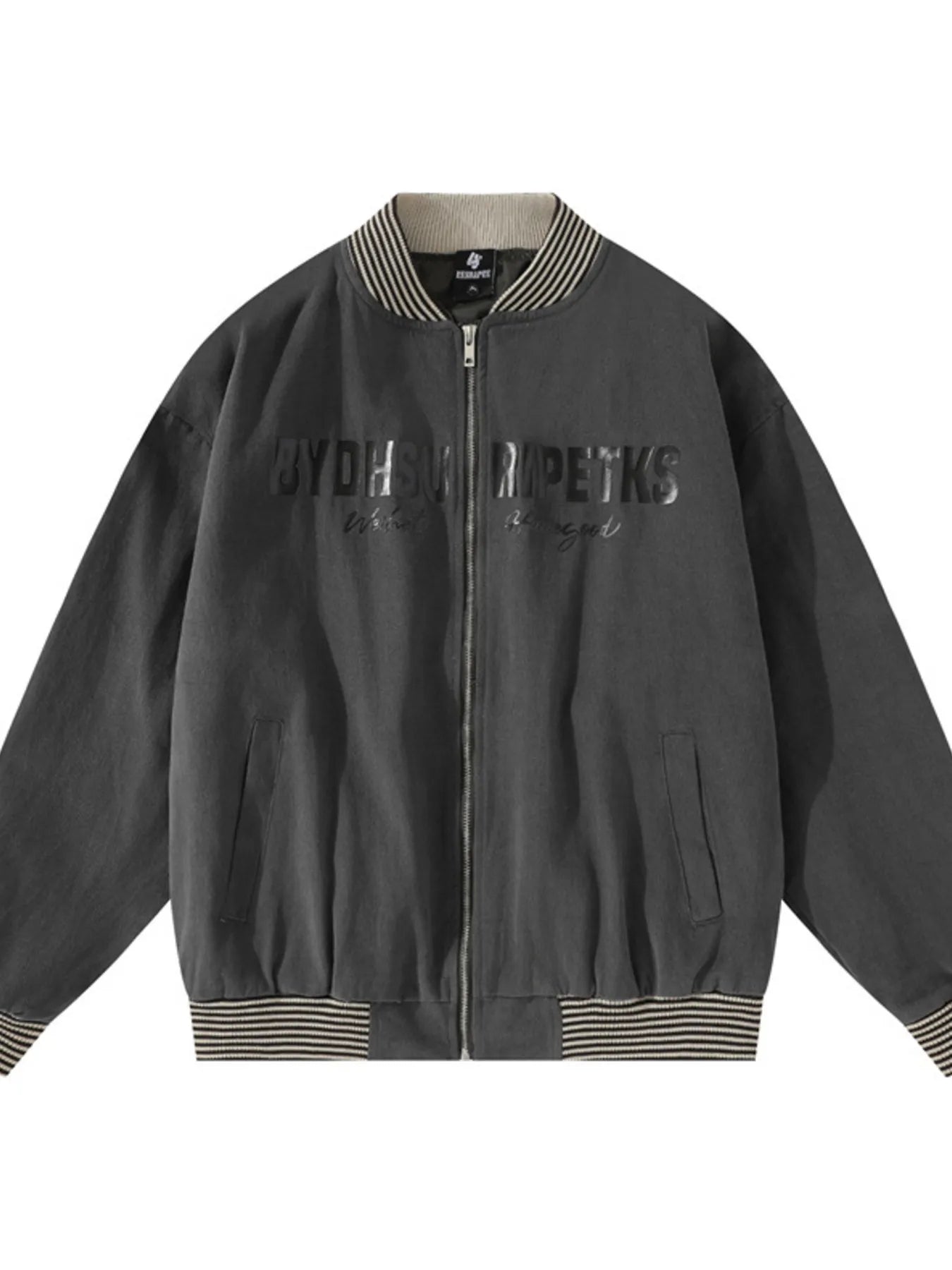 Men's Striped Hem Zip Up Jacket Trendsi