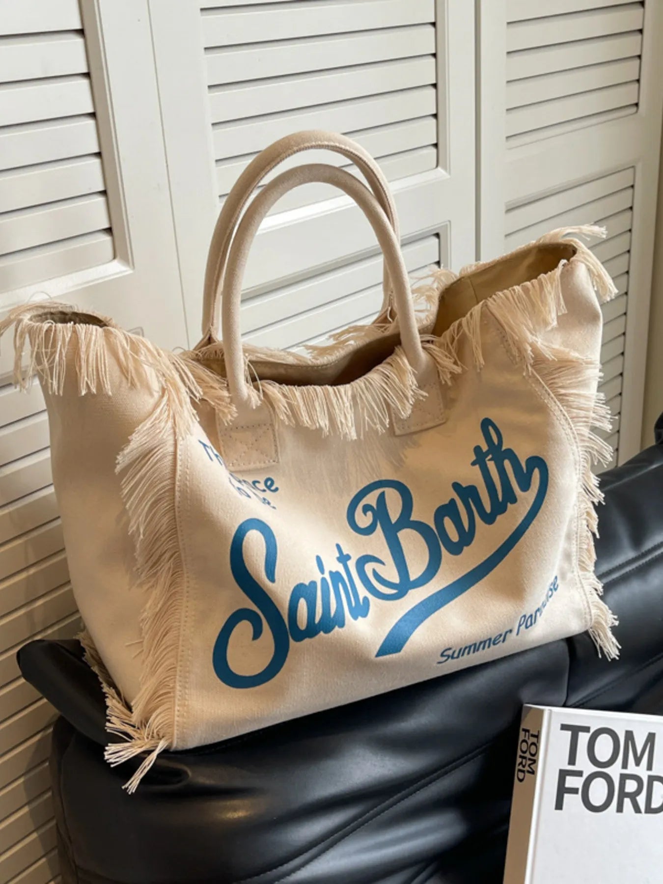 Fringe Letter Canvas Tote Bag Trendsi