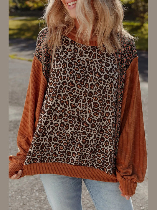 Leopard Print Long Sleeve Sweatshirt
