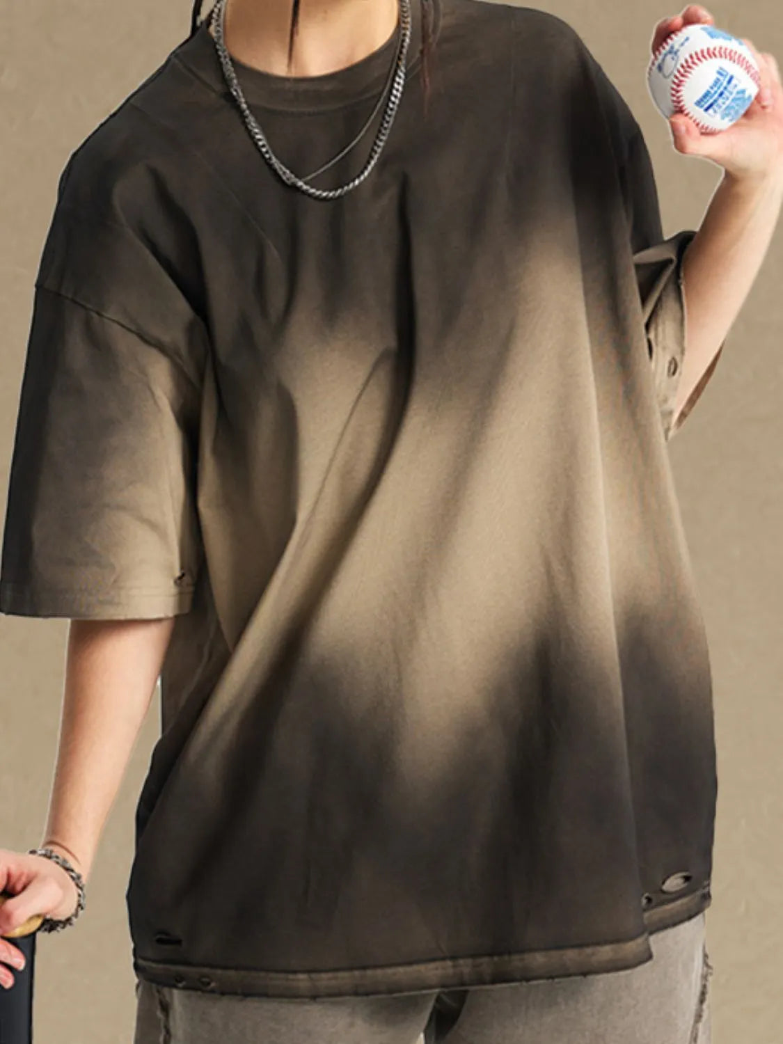Men's Gradient Round Neck Half Sleeve T-Shirt Trendsi