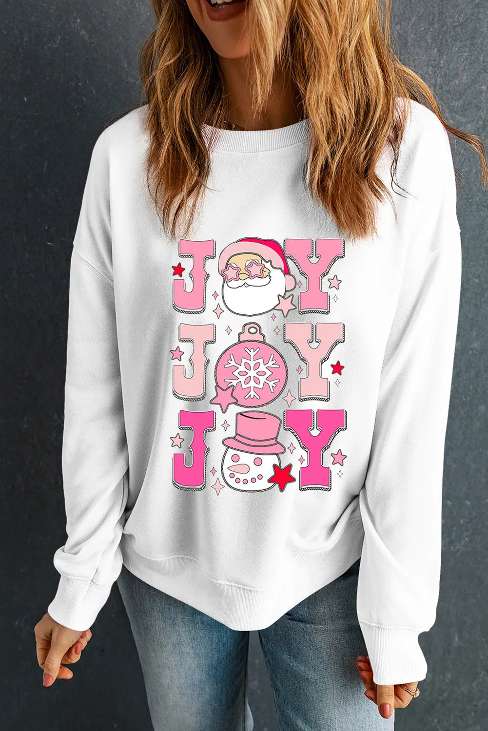 JOY Round Neck Long Sleeve Sweatshirt NicholesGifts