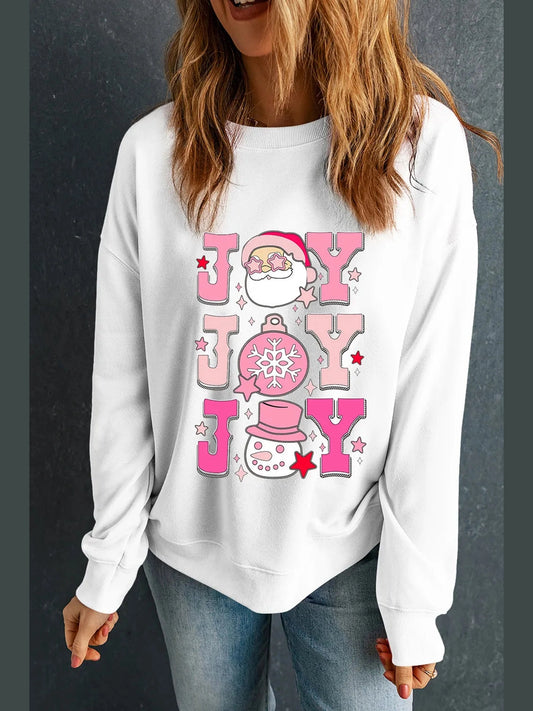 JOY Round Neck Long Sleeve Sweatshirt NicholesGifts