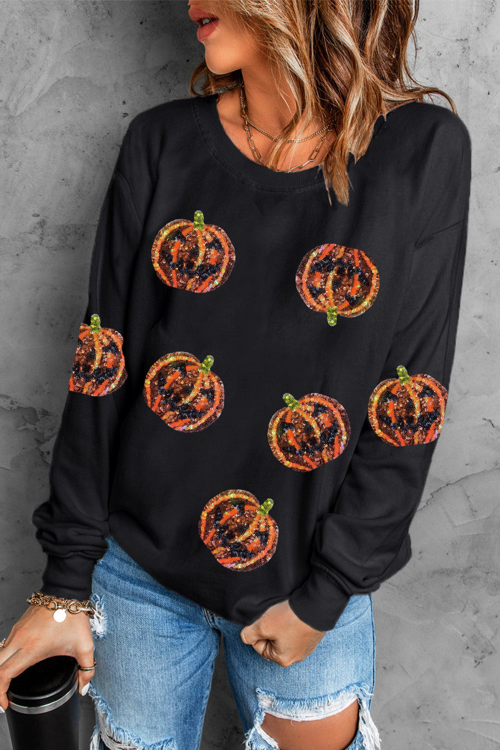 Pumpkin Dropped Shoulder Sweatshirt NicholesGifts