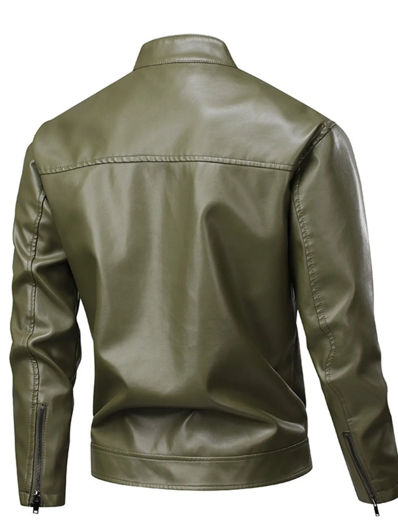 Men's Full Size Leather Zip Up Jacket Plus Size Trendsi