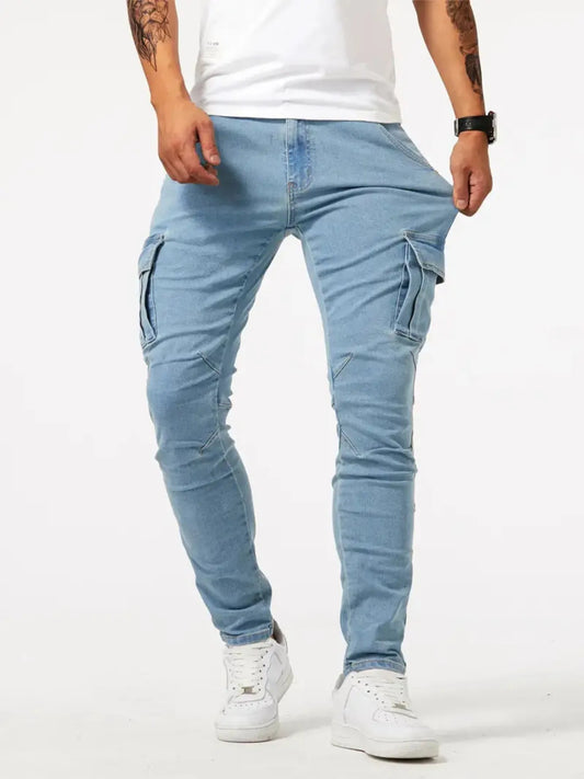 Men's Plus Size Skinny Cargo Jeans Trendsi