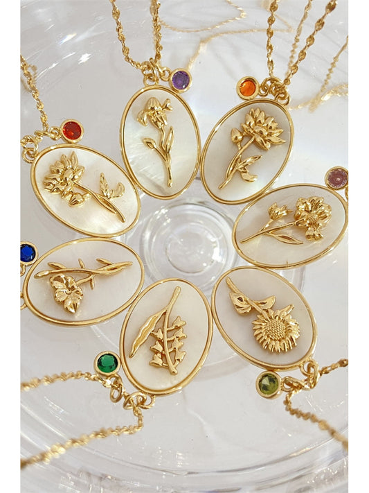 Flower Shell Pendant Copper Necklace