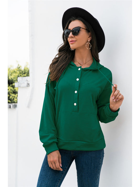 NicholesGifts Women Half-Snap Drawstring Hoodie with Kangaroo Pocket NicholesGifts