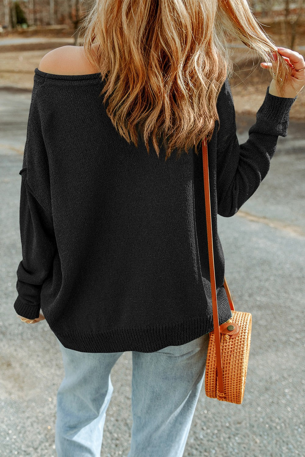 Pumpkin Round Neck Long Sleeve Knit Top NicholesGifts
