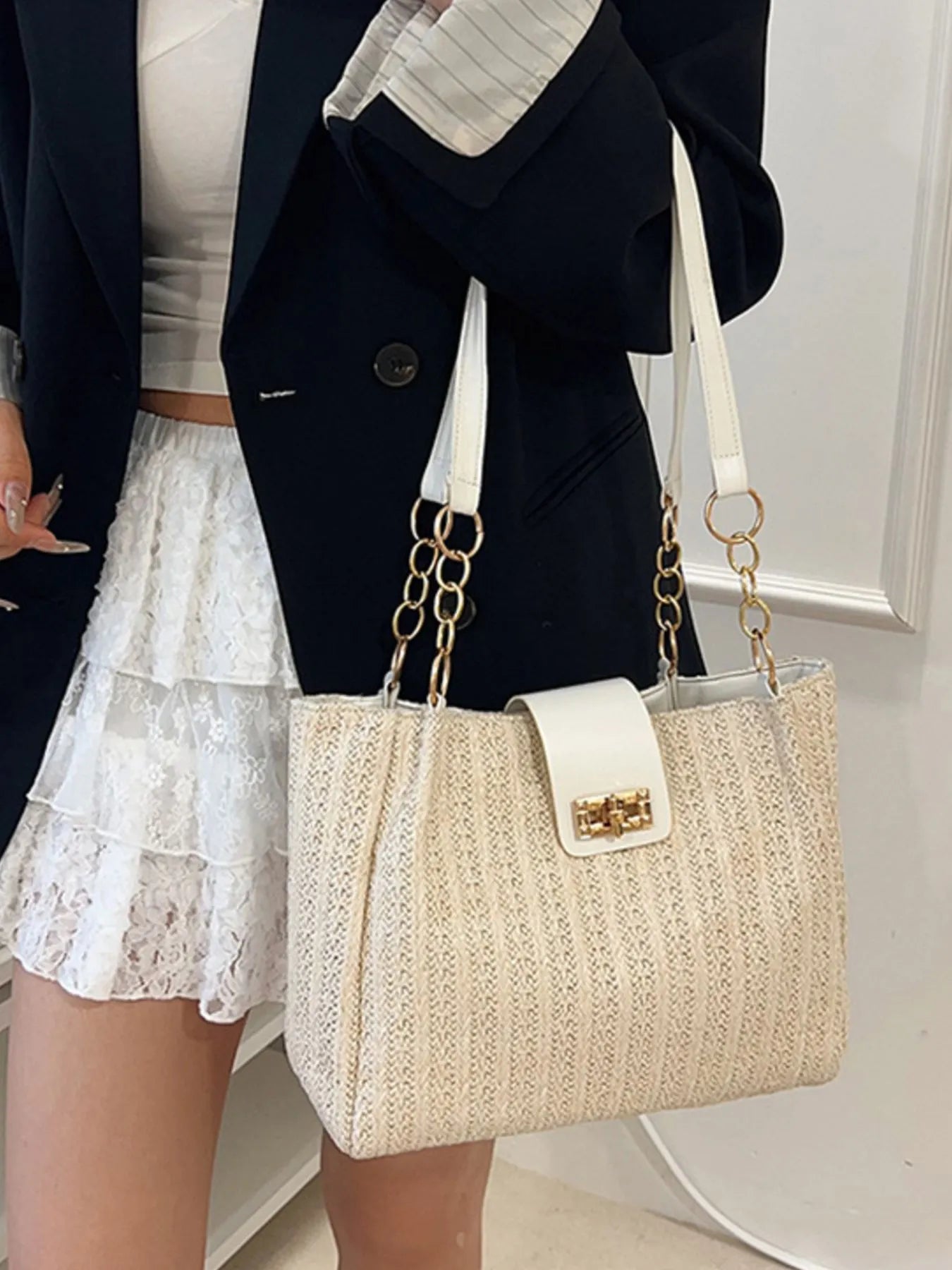 Woven Straw Shoulder Bag Trendsi